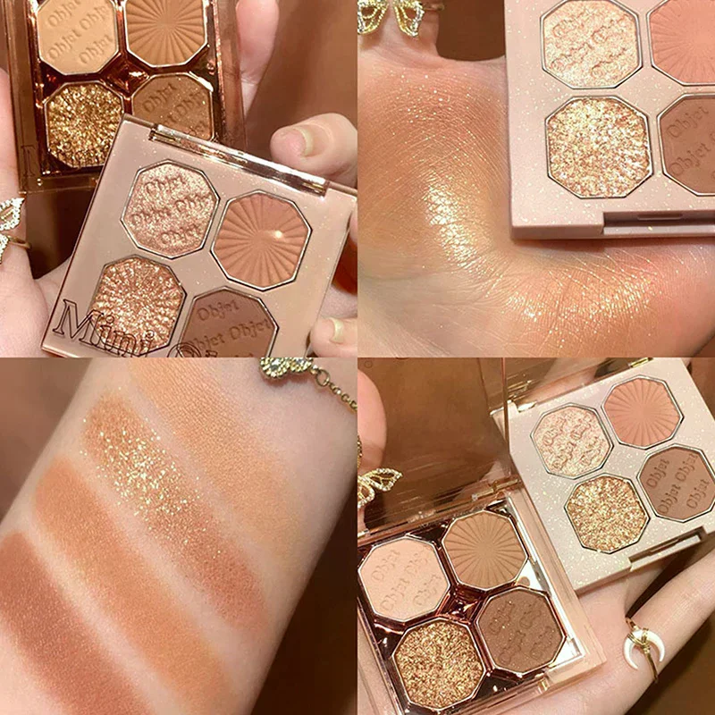 DIKALU 4 couleurs nacré paillettes fard à paupières Palette brillant mat miroitant ombre à paupières imperméable Pigment maquillage cosmétiques
