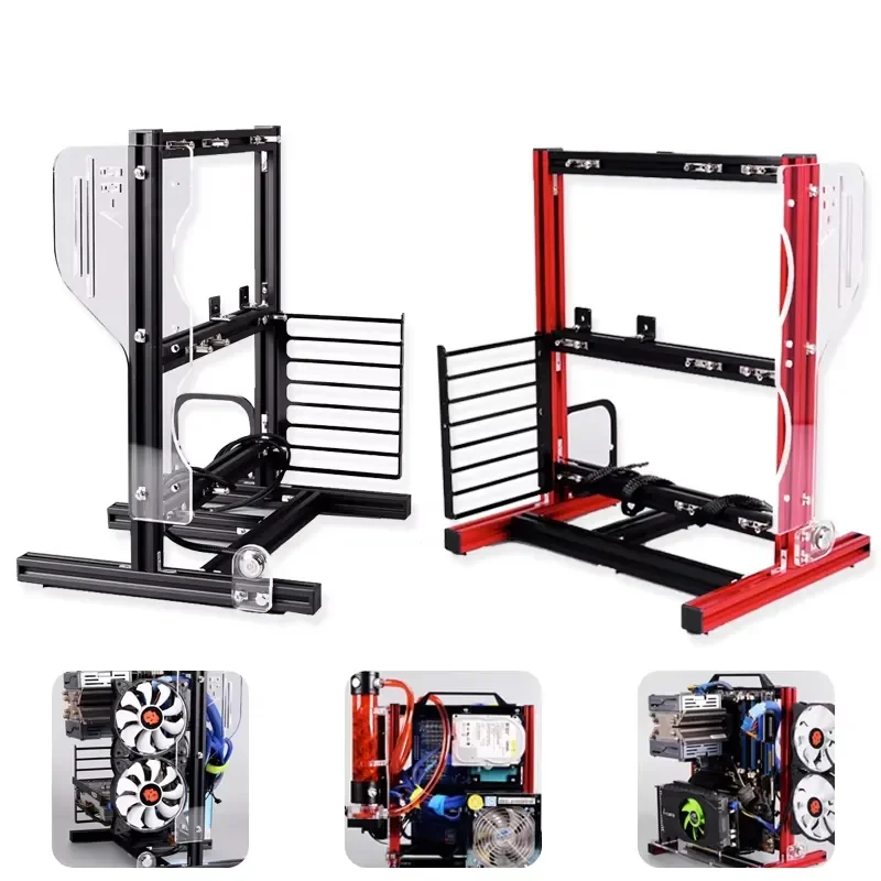 PC-JMK5 DIY 컴퓨터 섀시 브래킷 휴대용 수직 게임 섀시 프레임 ITX M-ATX용 개방형 수냉식 알루미늄 케이스 랙 썸네일 5