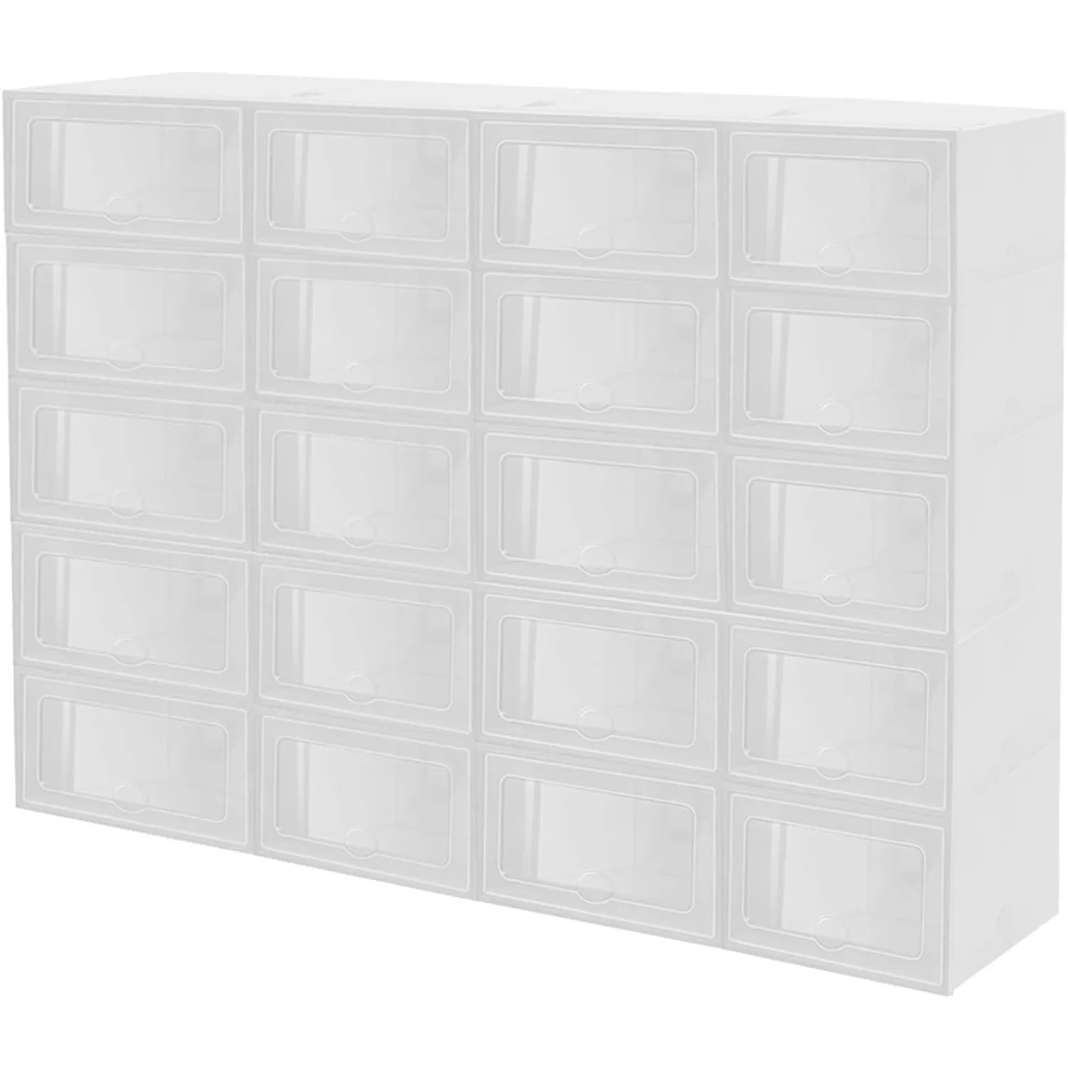 

20pcs Stackable Shoe Covers Storage Box, Foldable Plastic Shoe Boxes Drawer Storage Cabinet Organiser Box for Closet Bedroom