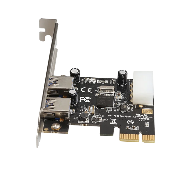 

USB 3.0 PCI-E Expansion Card Adapter External 2 Port USB3.0 Hub Internal 4pin IDE Power Connector For PC