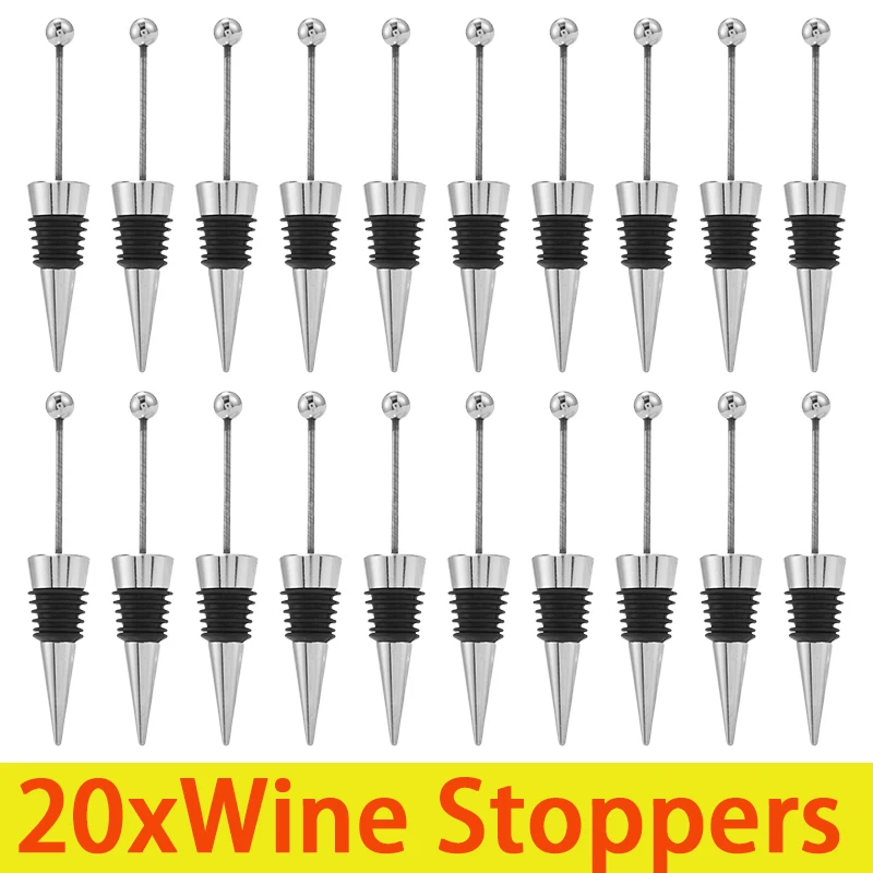 

20Pcs Bead Wine Bottle Stopper DIY Beadable Wine Bottle Stopper Sealed Fresh-keeping Wine Champagne Stopper