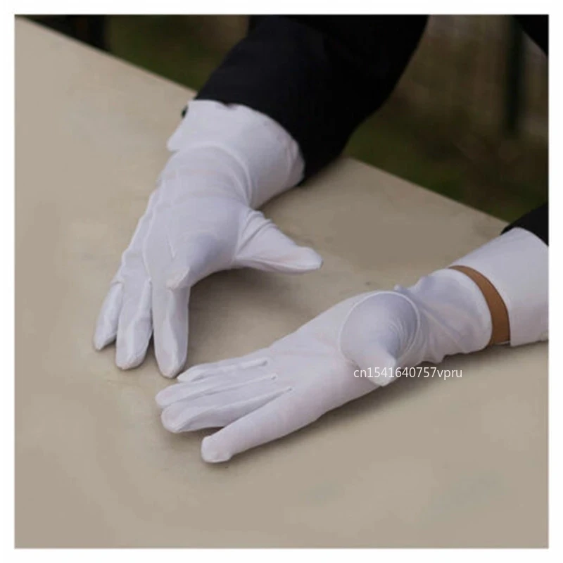 1Pair White Cotton Inspection Work Gloves Women Men Household Gloves Coin Jewelry Lightweight Gloves Serving/Waiters/drivers