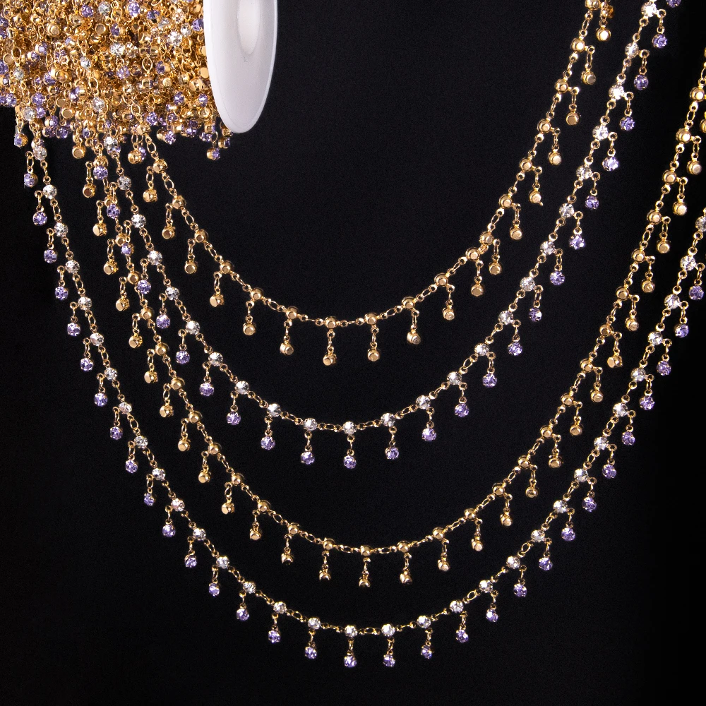 1Meter Shiny Colorful 4mm Beads Pendant Copper Chain for DIY Necklace Bracelet Hair Accessory Tassel Jewelry Making Accessories - view 3