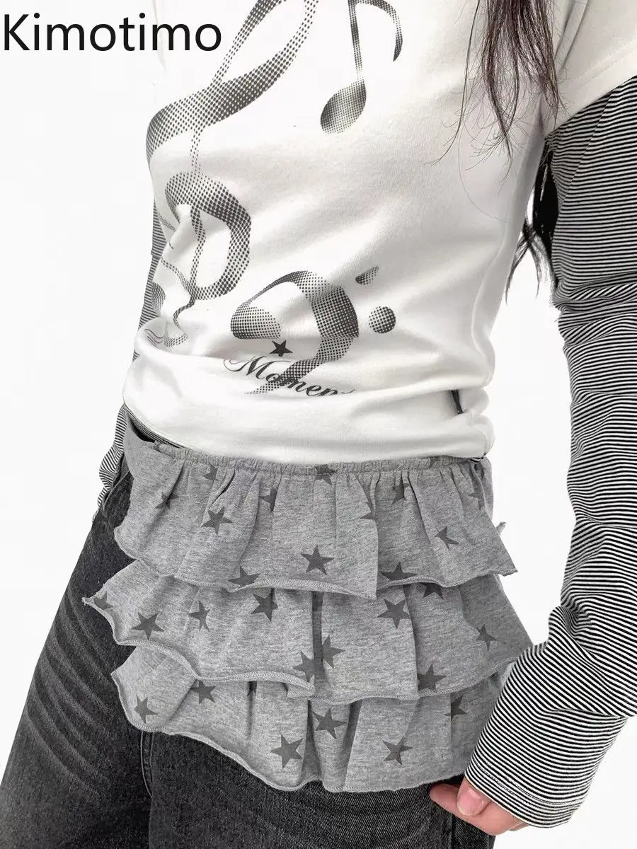 

Мини-юбка Kimotimo Y2k с принтом звезд и оборками, женская, в японском стиле, с завязками на талии, облегающая, с запахом, Harajuku Faldas