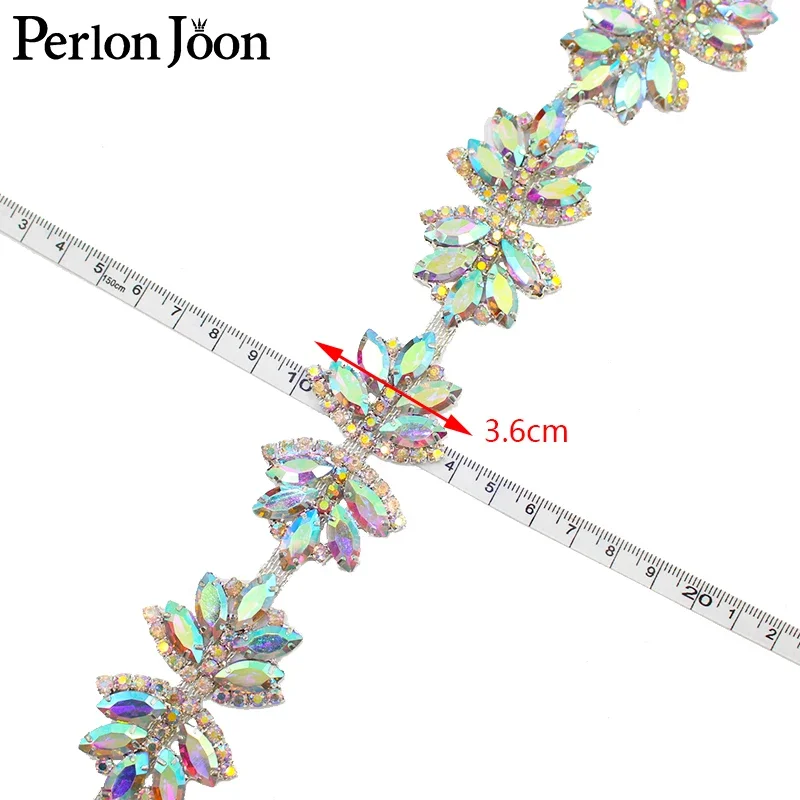 butterfly flower Bow AB Glass Gold Silver Rhinestone Trim AB Crystal Chain DIY Shoes Bag Decoration Accessories ML161