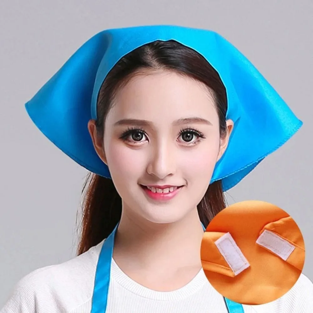 Simple Cotton Triangle Kitchen Work Cap Adjustable Unisex Chef Hat Solid Color Waitress Hat Kitchen