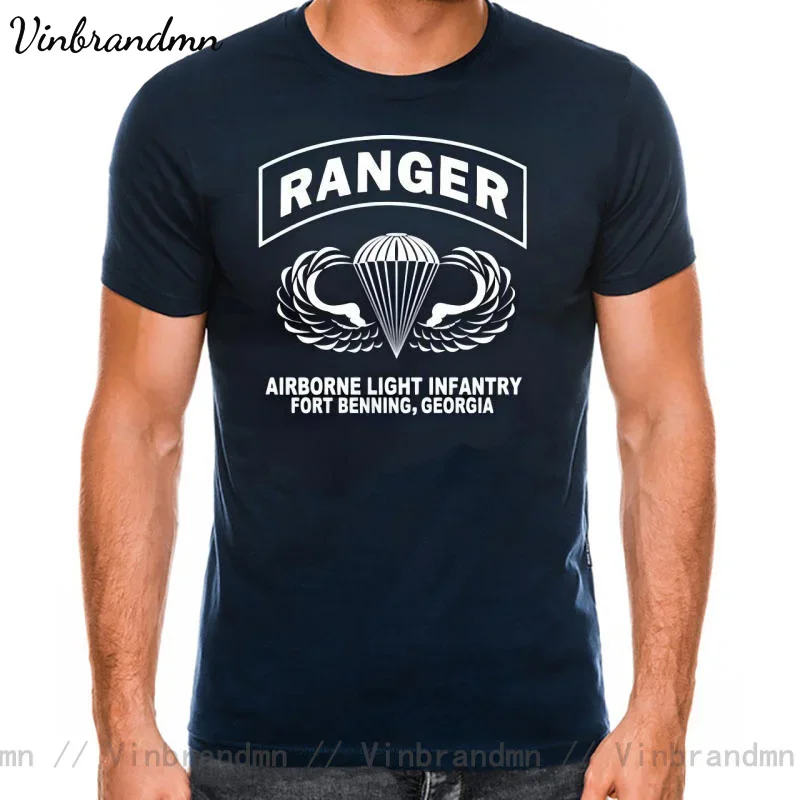 Ranger Us Army Airborne Light Пехотная футболка Летняя крутая мужская хлопковая футболка с коротким рукавом Повседневные футболки в стиле хип-хоп Топы в стиле Харадзюку