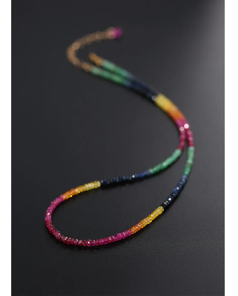 AAAAA Grade Ruby/Sapphire/Emerlad Roundel Faceted 2-3mm Necklace  40cm  Wholesale Beads For women\