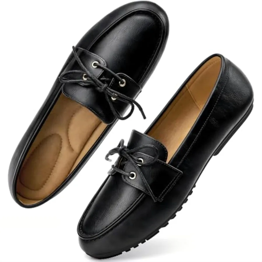 

Women's Comfortable Loafers Shoes: Adjustable Laces Slip On Business Work Flats Shoes Casual Driving Moccasins Dress Loafer