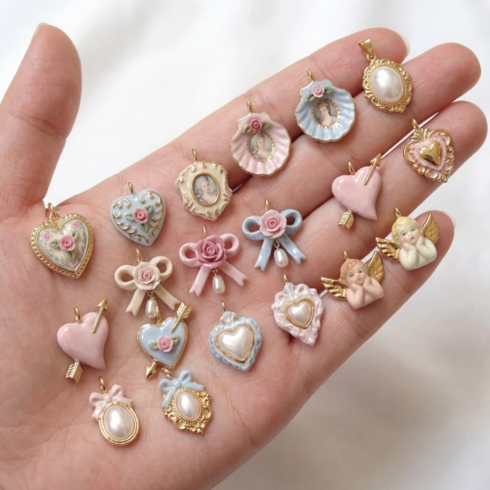 Süße und Liebliche Tägliche Liebe Rosa Muschel-Schleife Engel DIY Anhänger Charms Schmuckherstellung – Detail 2