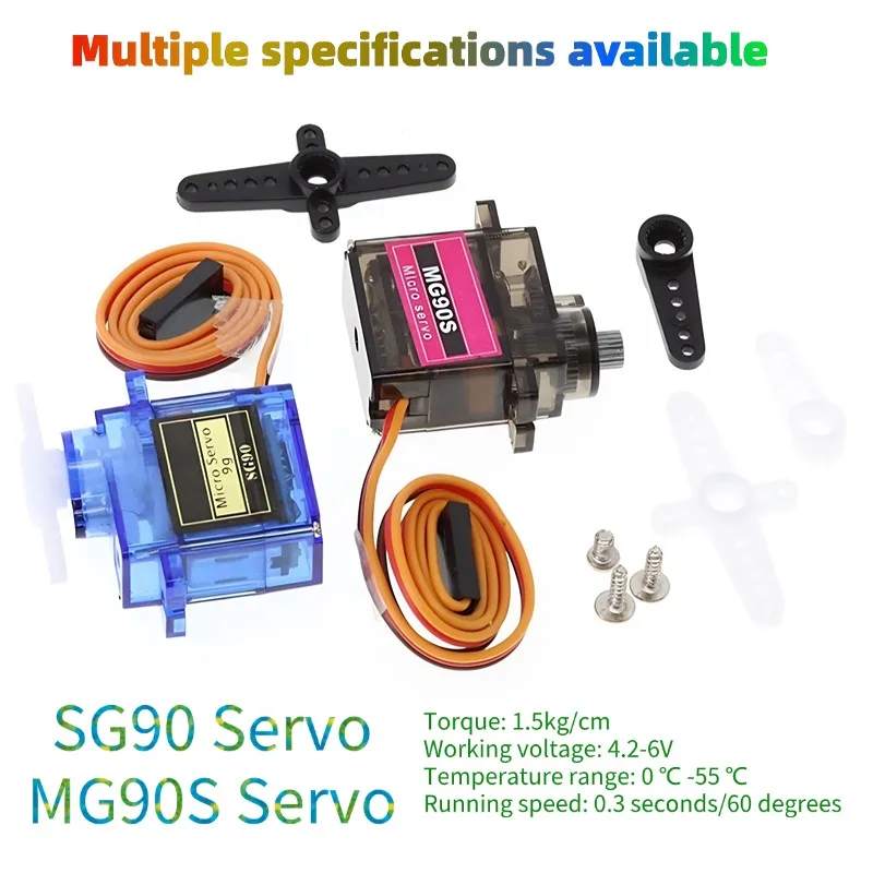 MG90S SG90 9g Servo 4.8-6V Wide Voltage Metal Plastic Gear 180 360 Degree for RC Airplane Car Boat Robot DIY
