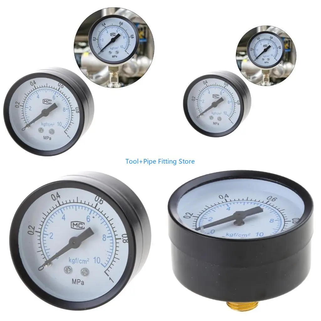 F92B Air Compressor Pneumatic Hydraulic Fluid Iron Shells Bar Air Pressure Gauge 50mm