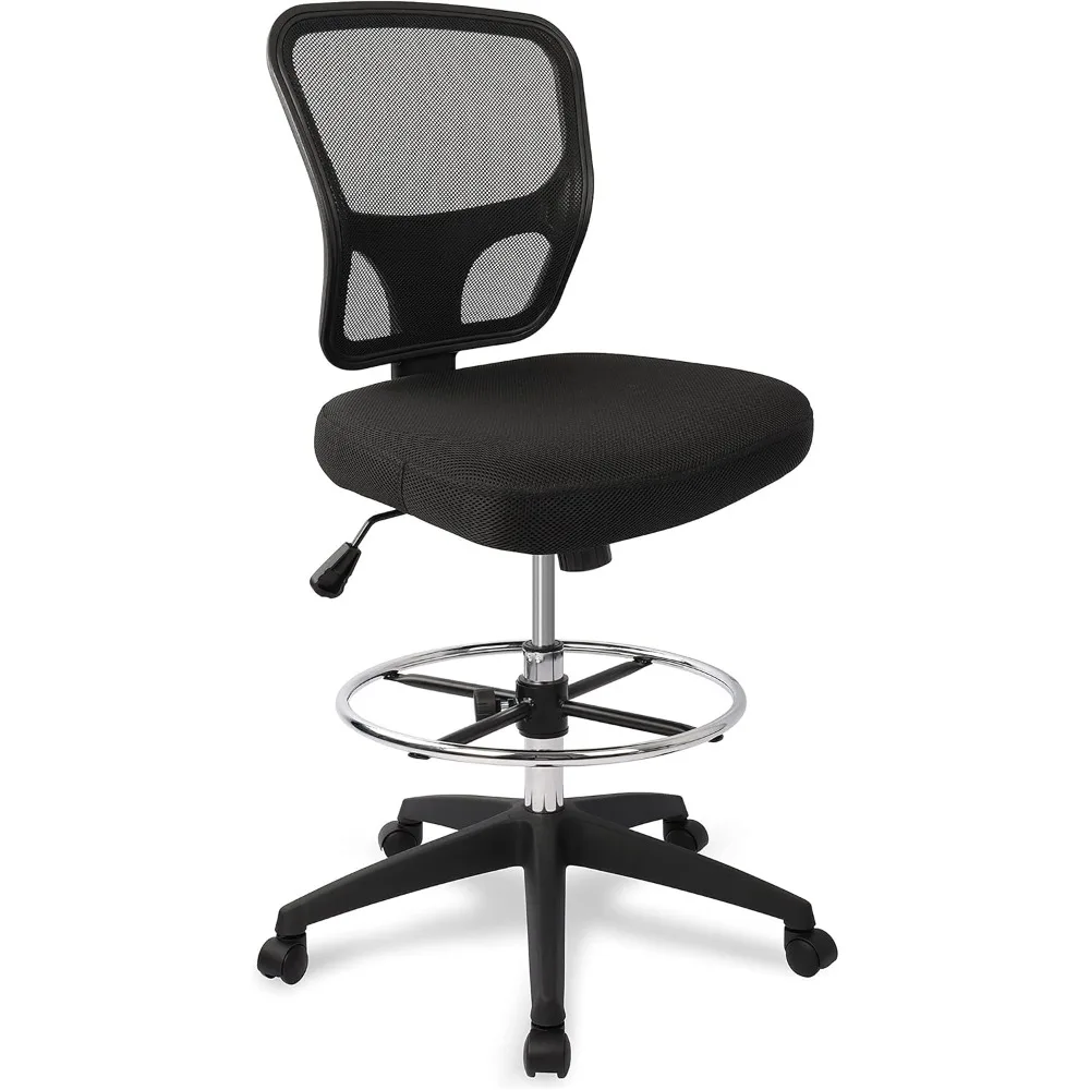 Armless Drafting Chair, Tall Adjustable Height High Back Ergonomic Desk Chairs, Comfy Breathable Mesh Chair