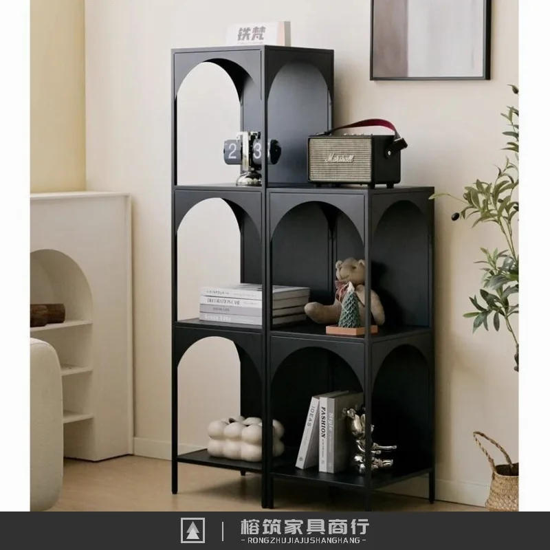 Creative wrought iron living room floor shelf bookshelf corner bookcase sundries storage display case cream wind Customizable