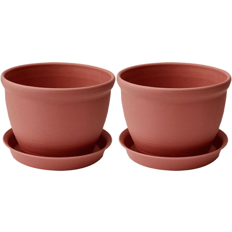 

2 шт. Эстетические круглые цветочные горшки из пластика с нижним держателем Идеально подходят для посадки Размер 14 см x 10 см x 10 см