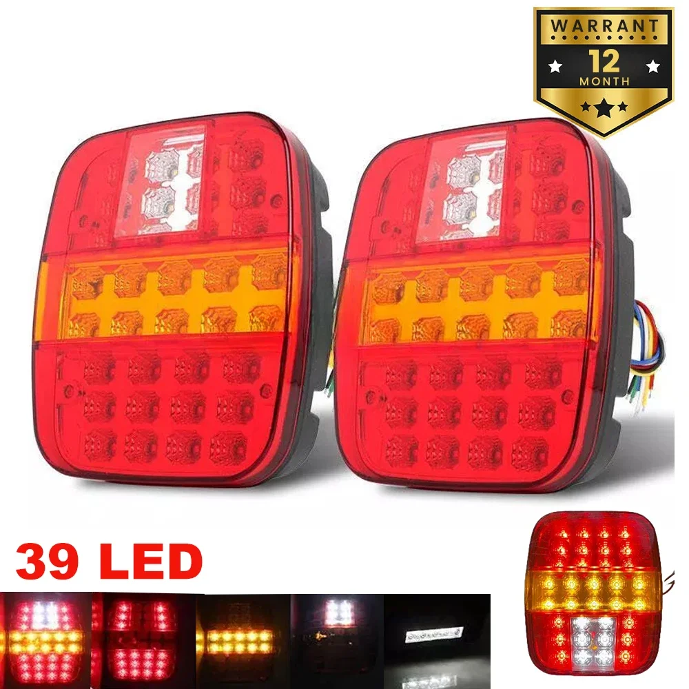 

39 LED 12V 24V Truck Trailer Rear Brake Stop Turn Tail Light License Plate Lamp Bus Lorry Van For Ford Jeep Wrangler CJ YJ JK