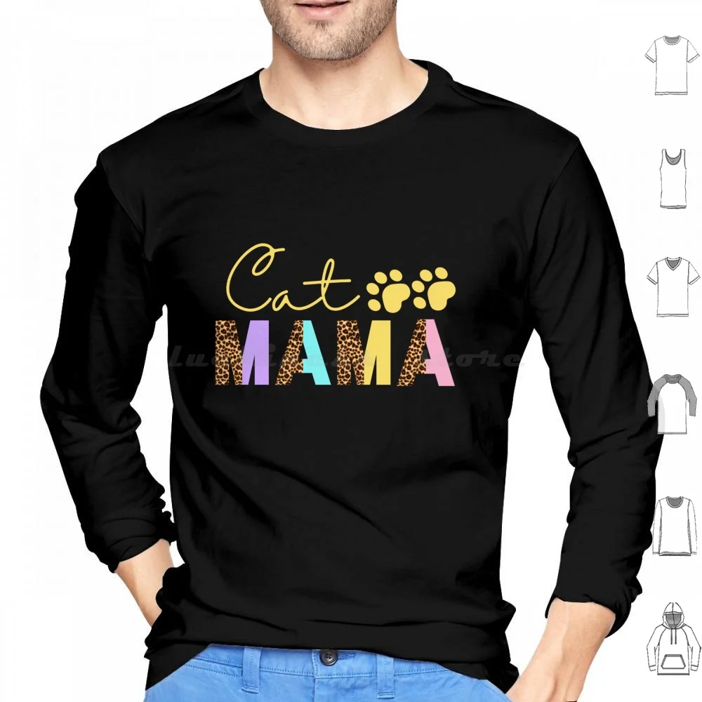 Cat Mama Hoodies Long Sleeve Evergreen Whimsy Kittens Cat Lover Love Cute Cats Crazy Cat Lady Leopard For Cat Owner