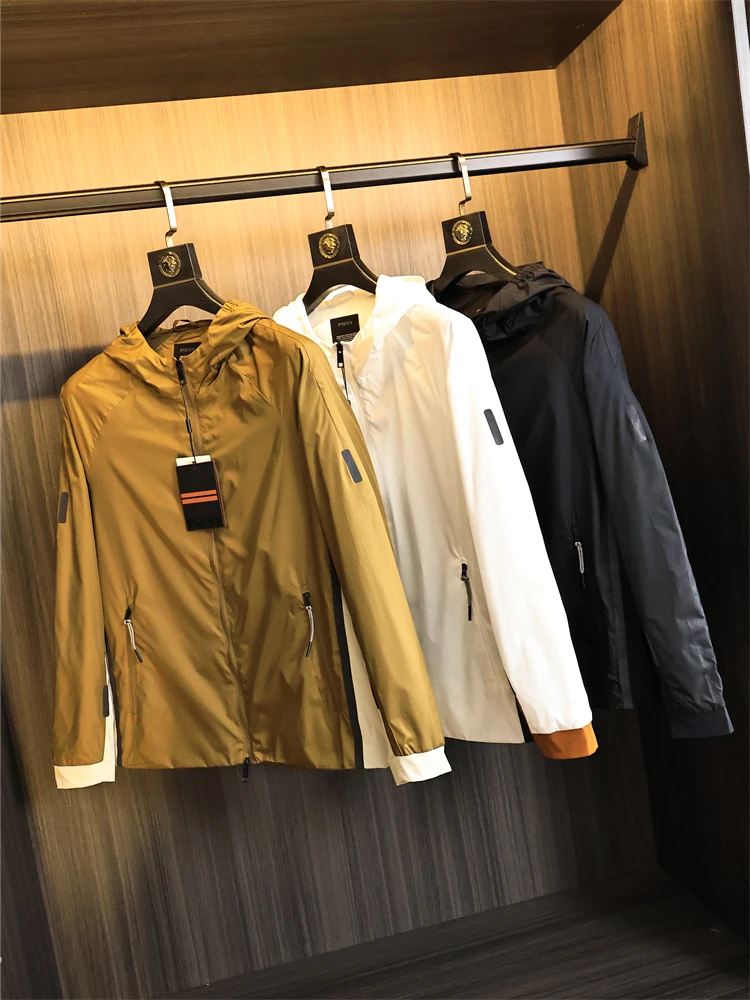 

PSENY Summer Men's Reflective Light Weight Breathable Me Hooded Jaet Trendy Loose Fit Long Sve Casual Outerwear