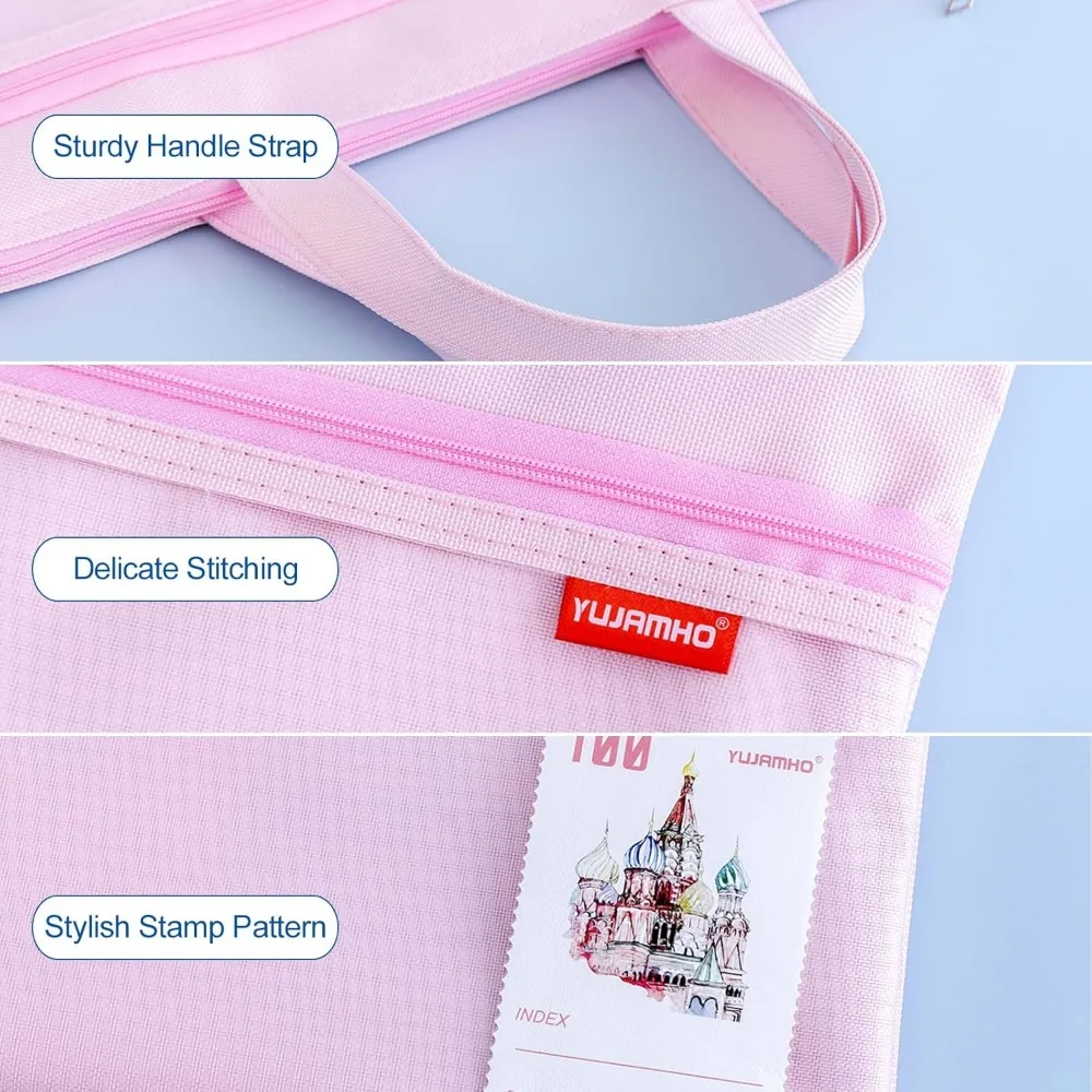 Kantong Ritsleting Jaring 11X13.7 Inci, 2 Buah Tas File Tahan Air Saku Ganda Besar dengan Pegangan, Penyimpanan Dokumen Lipat Ukuran A4 untuk