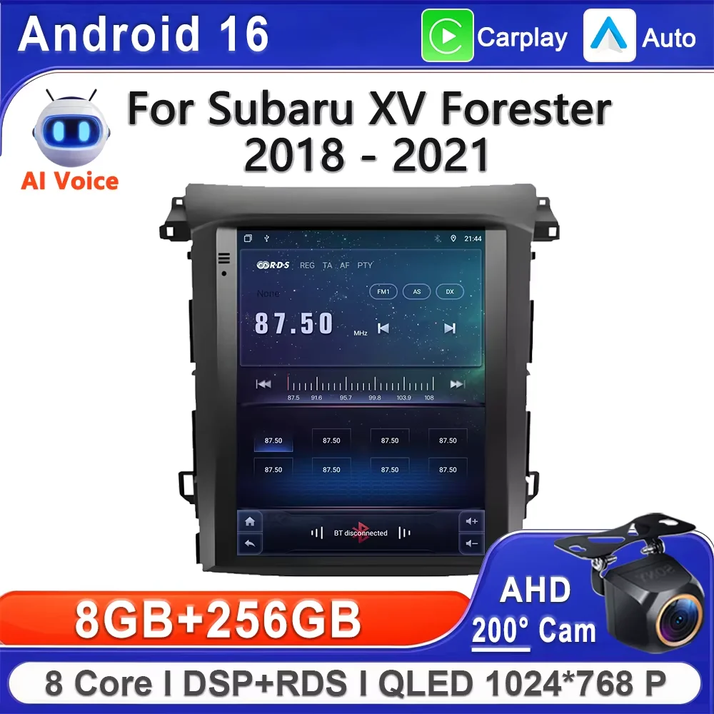 Android 16 Car For Subaru XV Forester 2018 - 2021 GPS Navigation High-performance CPU DVD Player Car Stereo Head Unit Dash Cam