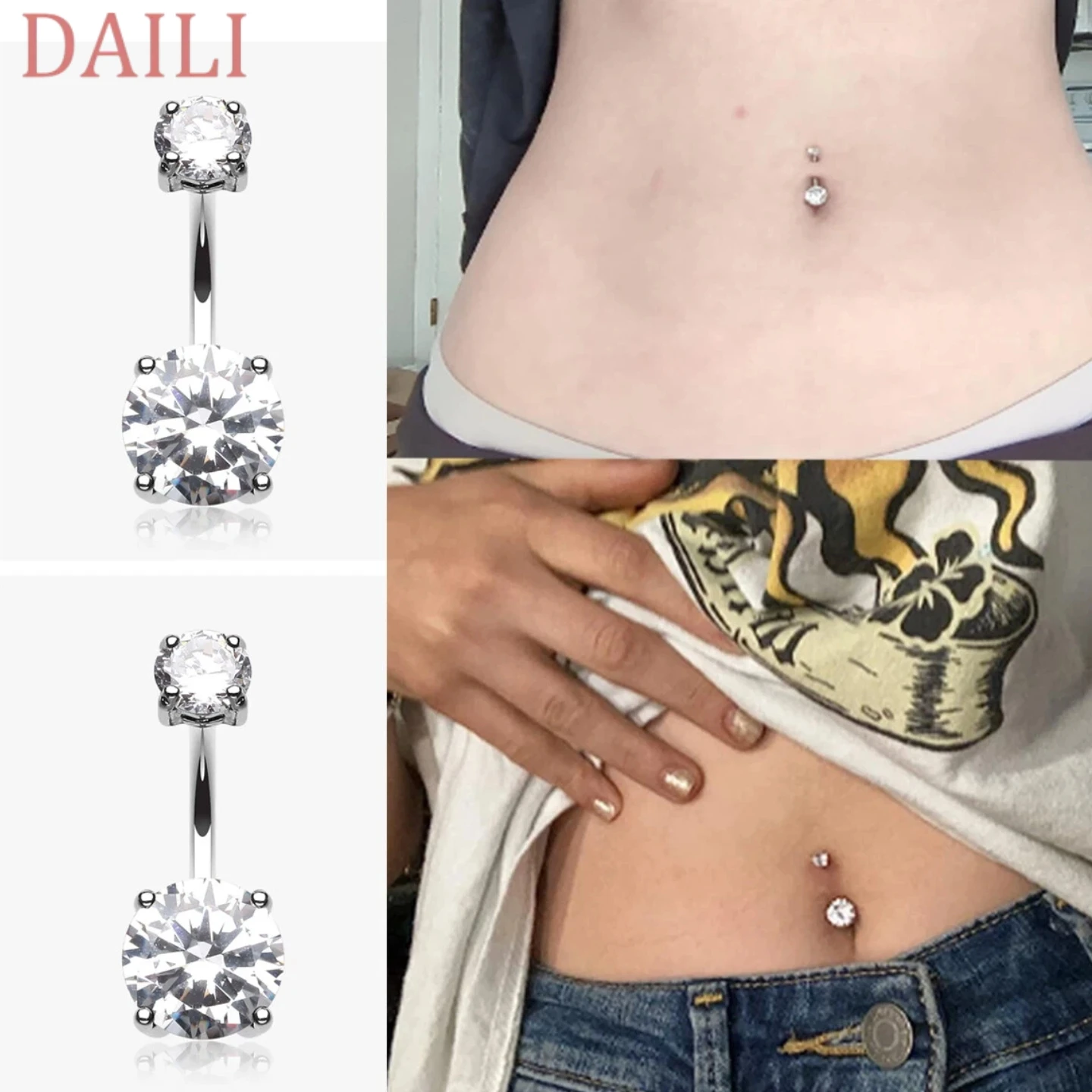 1/2 PCS 14g Belly Button Rings with CZ, Petite Navel Ring for Women, Body Piercing Jewelry, Petite Select Barbell, Length 10mm