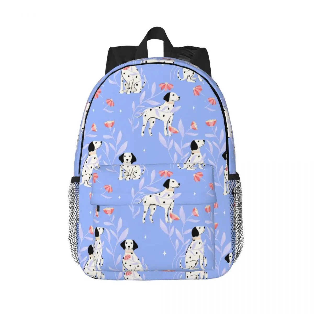 Dalmatian Dog And Flower Background Backpack Daypack Large Capacity Boys Girls BookBag Shoulder Bags for Children School Bag
