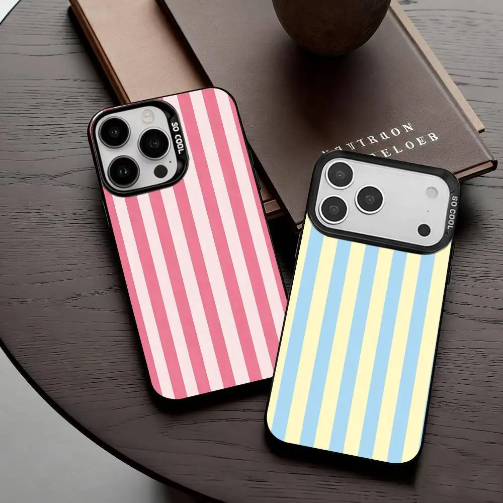 

S-Striped Color-Blocking Art P-Pattern Phone Case For iPhone17,16,15,14,13,12,11 Plus,Pro Max Black Candy silver phone case