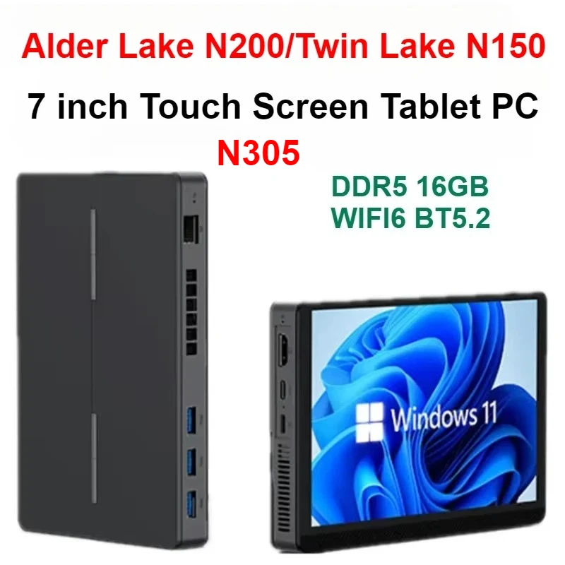 SZBOX 7 بوصة ألدر ليك N200/N150/N305 كمبيوتر صغير ويندوز 11 DDR5 NVMe SSD شاشة تعمل باللمس اللوحي WiFi6 BT5.2 سطح المكتب جيب الكمبيوتر