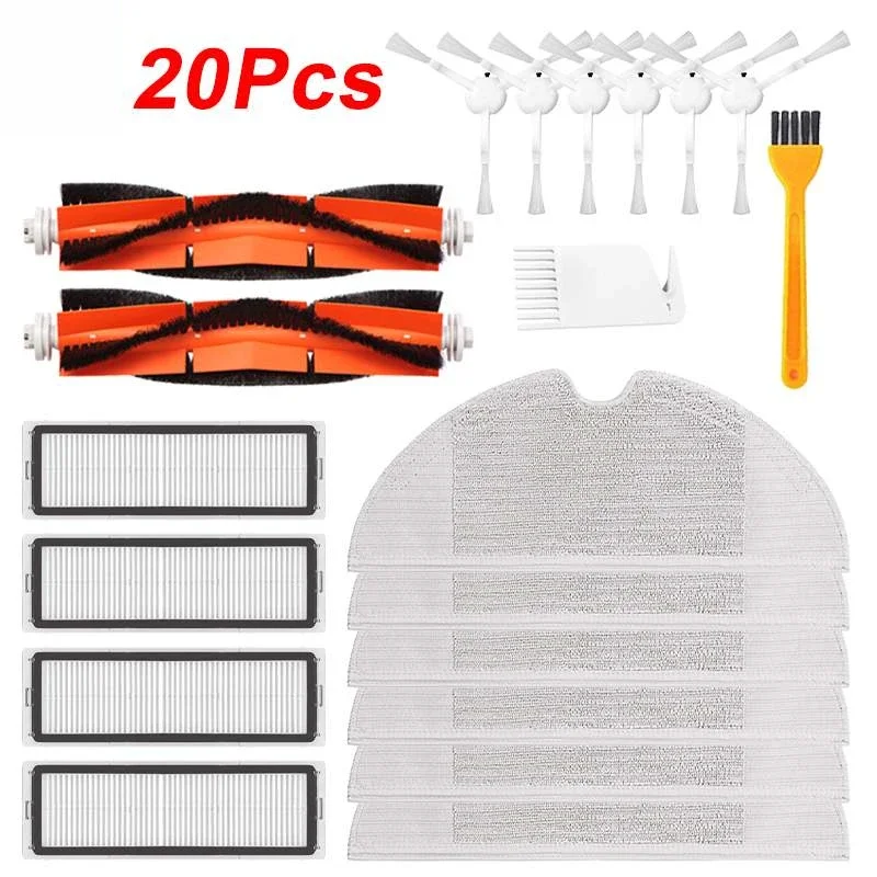 

20PCS Robot Vacuum Cleaner Parts Replacement Kit for Xiaomi Robo2 Robot S50 S51 Main Brush Filters Side Brushes Accessories