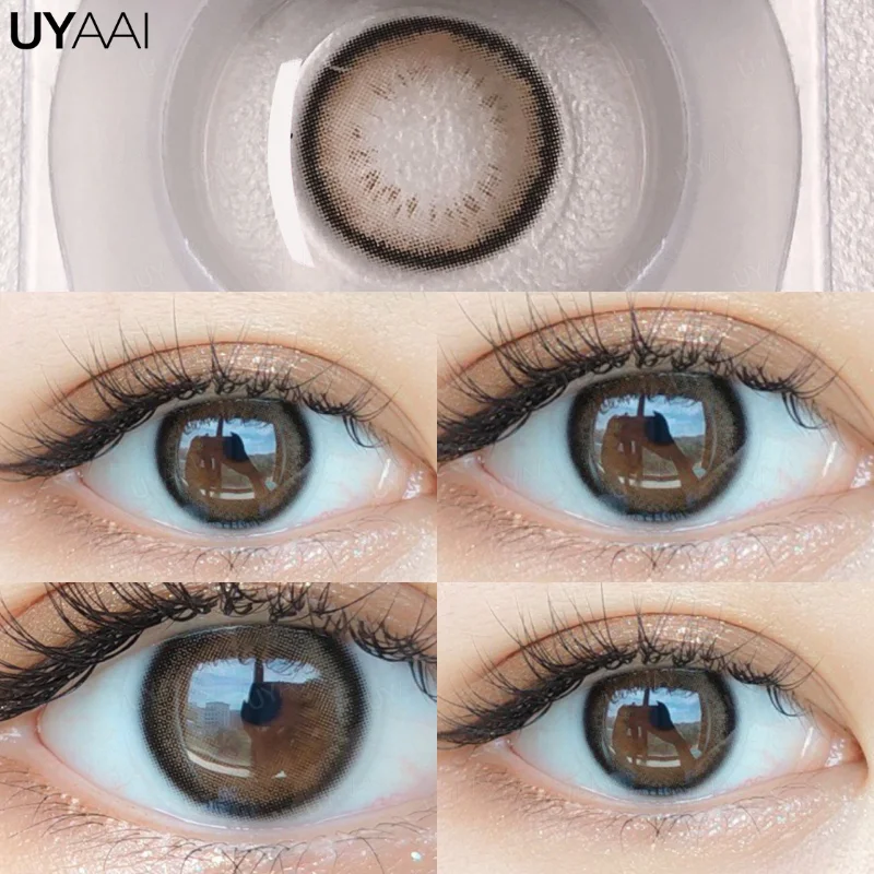 UYAAI Natural Colored Eyes Lenses 1 Pair Lens Disposable Brown Colored Lenses Gray Contact Lenses Korea  with Graduation Pupils