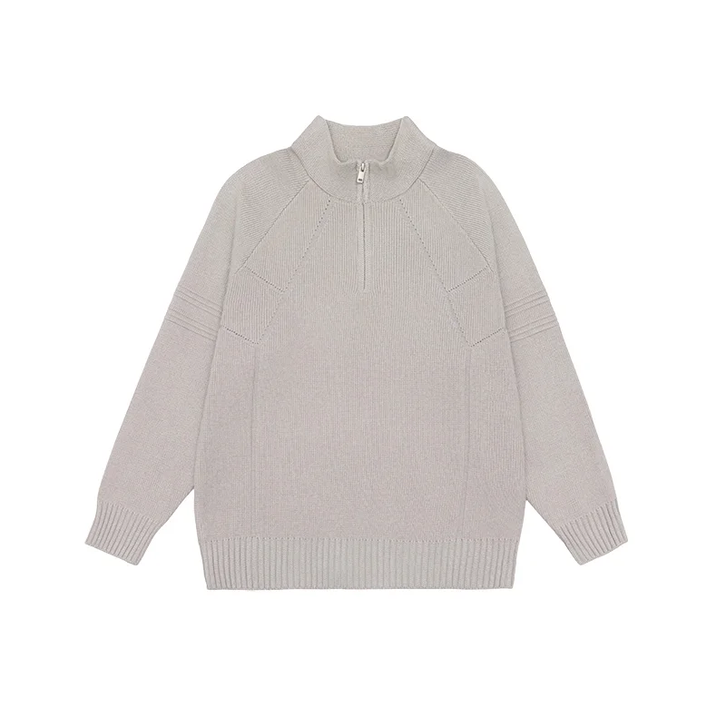 DUKEEN 810g Heavyweight Half-Zip Knit Sweater for Men Thick Warm High-Neck Pullover for Fall Winter 2025