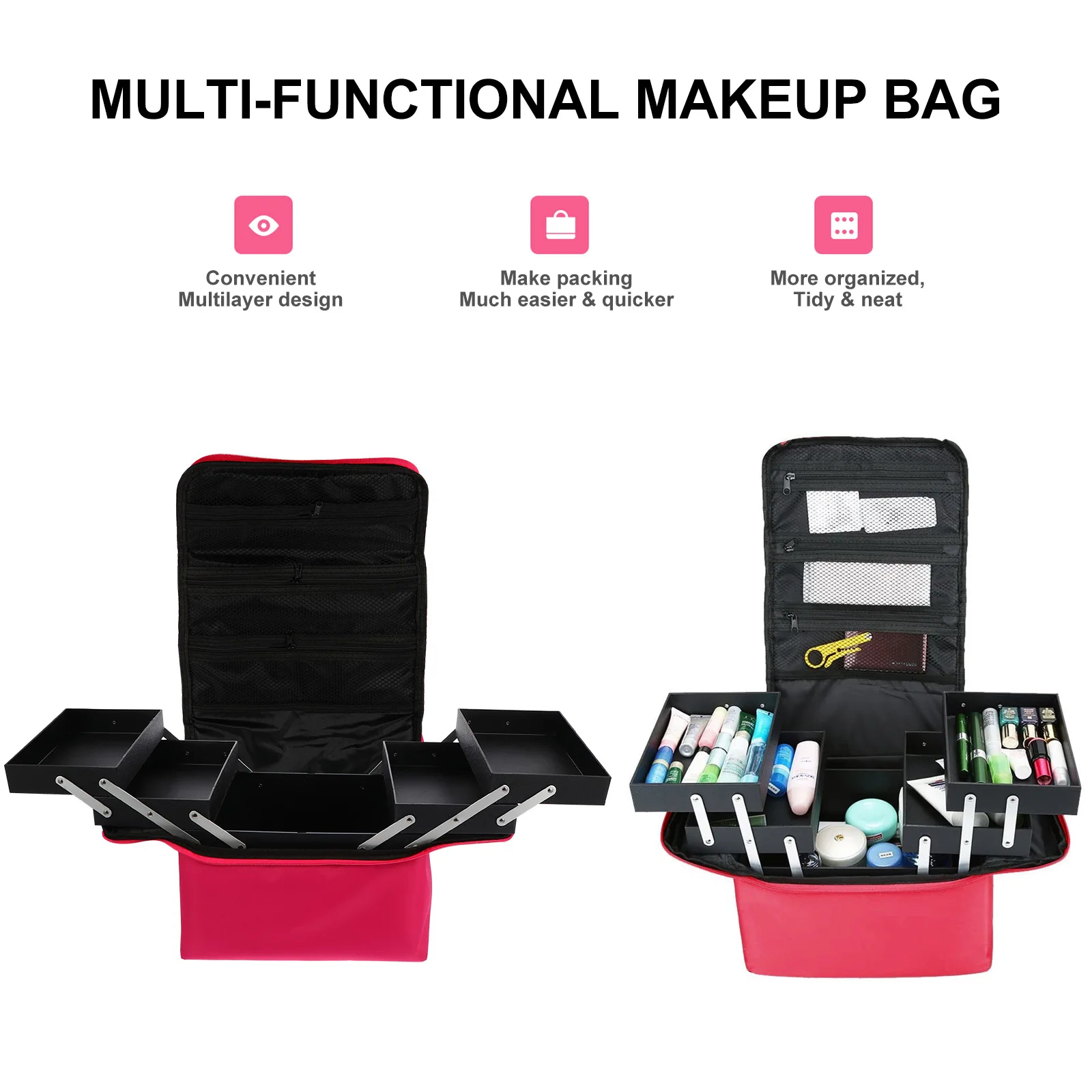 

Waterproof Bag Oxford Fabric Professional Makeup Storage Portable Toiletry ganizer Zipper Wide H