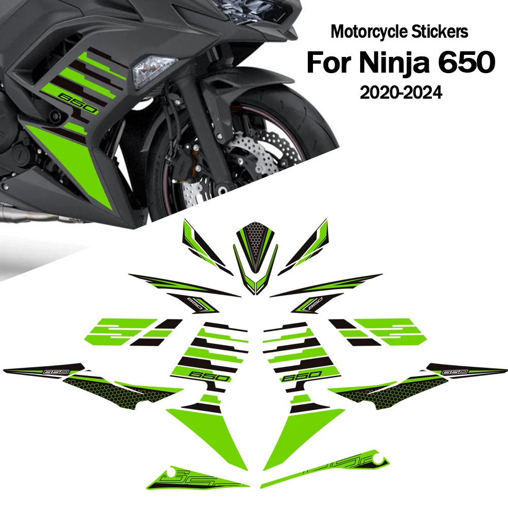 For kawasaki ninja 650 NINJA650 Ninja 650 2020-2024 Motorcycle Stickers kit Windscreen Windshield Side Fairing Panel PVC Decals