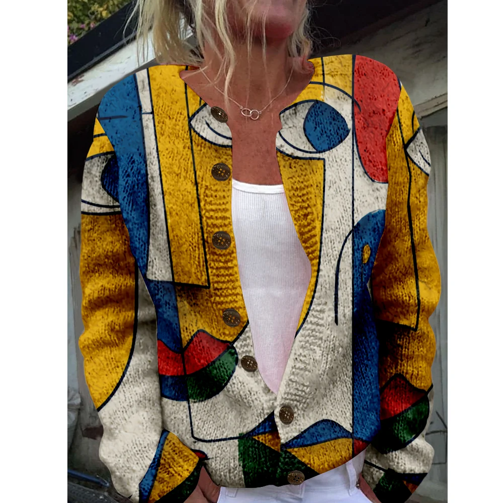 

Осень-зима вязаный художественный кардиган для лица винтажный повседневный свитер японская модная уличная одежда женские свитера вязаный топ джемперы