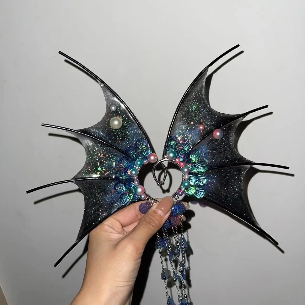 

HOT!COS Mermaid Ears Gradient Shark Ears Headdress Fairy Wizard Hair Accessories Shark Ears Mermaid Props Photo Cosplay Props