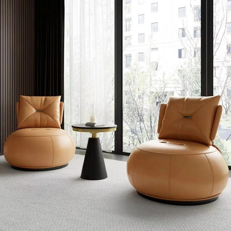 

Современное роскошное кресло для гостиной, съемное круглое кресло-софа, офисное кресло-реклайнер, акцентное кресло для отеля из искусственной кожи PU.