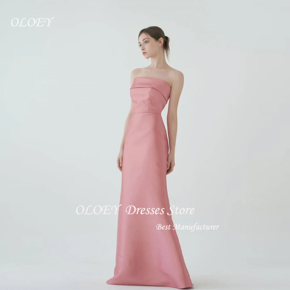 

OLOEY Peach Pink A Line Shawls Necklaces Evening Party Dresses Korea Photo shoot A-line Wedding Gowns Formal Party Customized
