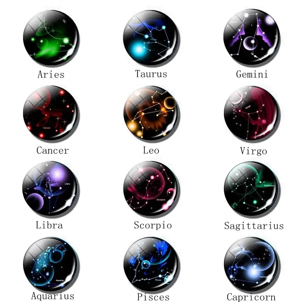 Leo Libra Scorpio 12 Constellation Keychain Glass Ball Pendant Zodiac Sign Keychain Car Key Rings Men Women Birthday Gifts