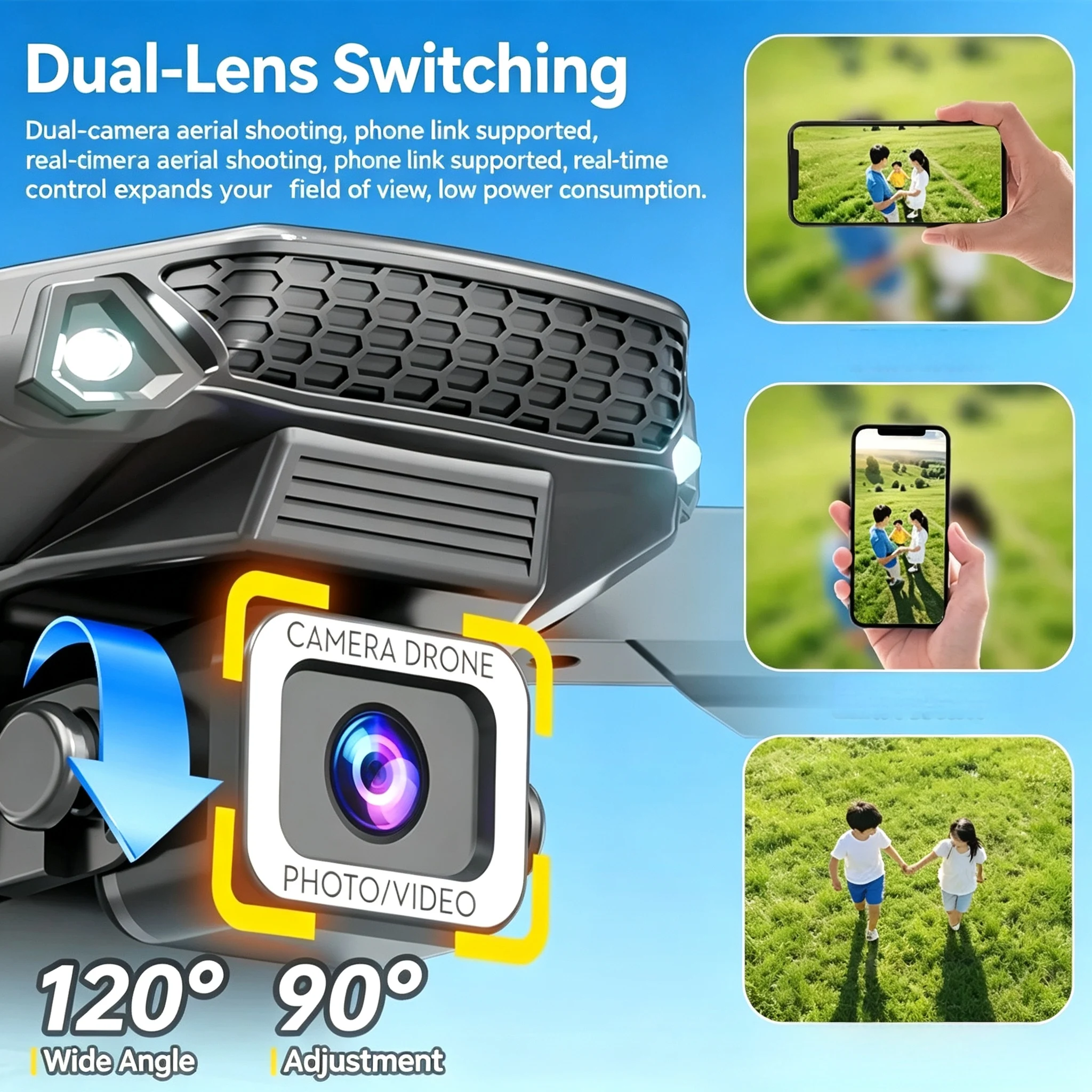 TONGLI Foldable Drone RC Quadcopter with 3.1‑Inch Large‑Screen Remote Control Single‑Camera Aerial Version One‑Key Takeoff Gesture Photo Headless Mode Long Battery Life Long‑Range Portable FPV Aircraft for Teen & Adult Beginners Ideal Photography Gift