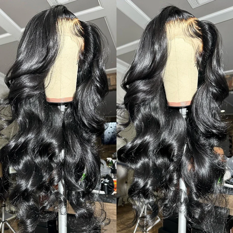 Peruca frontal do laço transparente hd para mulheres, perucas de onda do corpo, cabelo humano, 30 ", 40", 13x4 laço dianteiro, alta densidade, 13x6