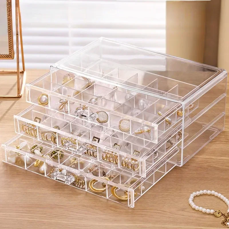 Drawer Organizer Style Transparent Jewelry Large Capacity Ring Earring Necklace Acrylic Jewelry Sorting Box Jewelry Watch Boxes