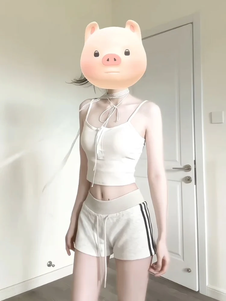 Americano retro esporte casual orts feminino verão 2025 nova cintura baixa picante menina magro perna reta perna larga calças quentes