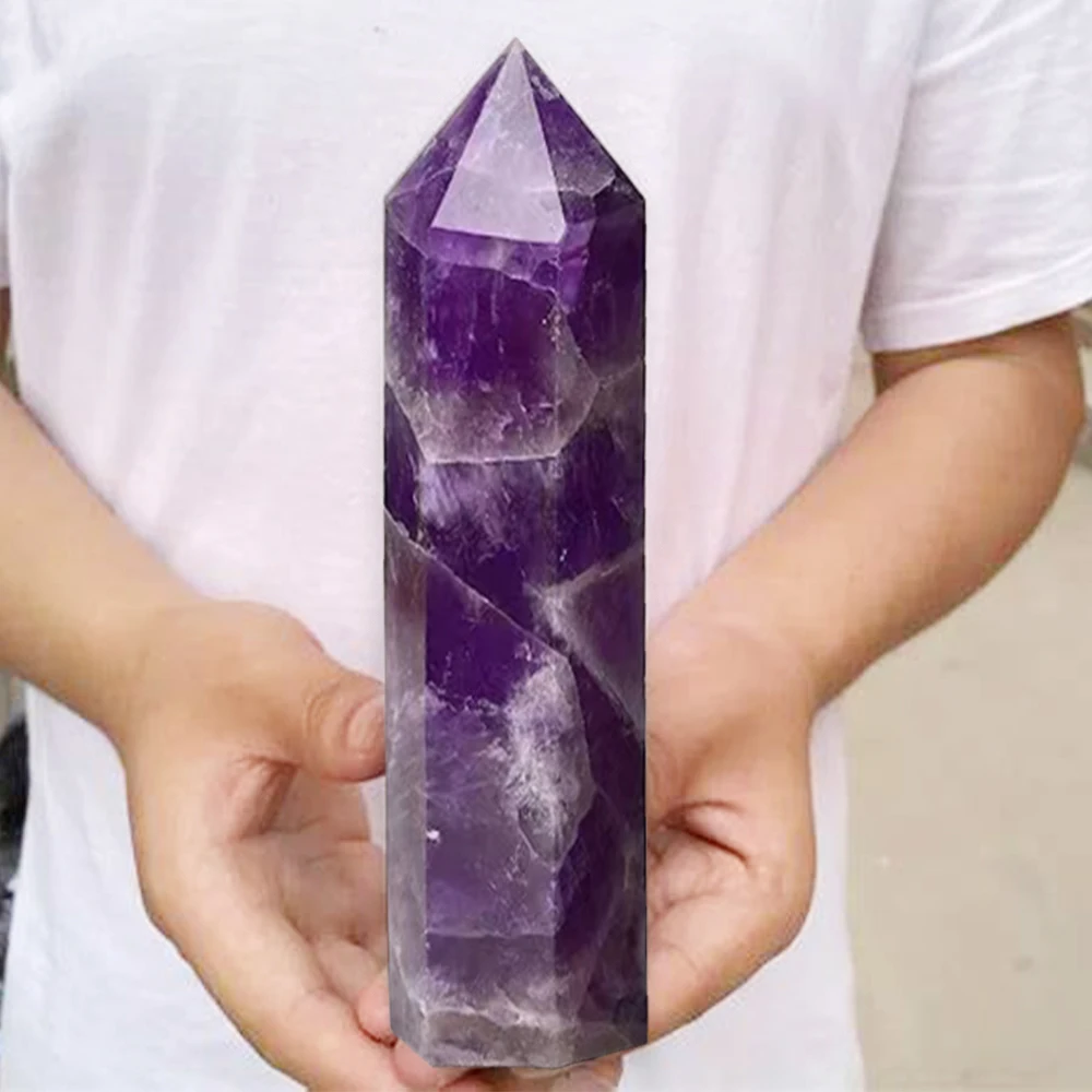 Large Amethyst Crystal Point | 8-15cm Polished Healing Wand Natural Purple Quartz Crystal Tower for Energy Work&Spiritual Decor