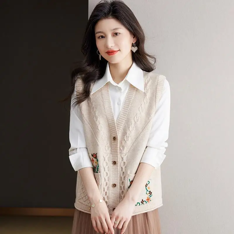 Gilet tricoté printemps et automne nouvelle mode femmes pull Cardigan gilet ample gilet de port extérieur