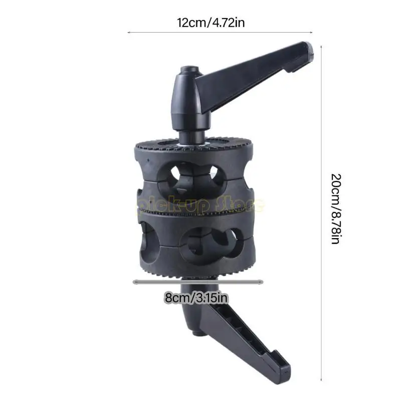 C056 Ruedas con abrazadera cabezal agarre giratorio doble para cámara Tiros estables Rotación 360 grados bloqueables para cámara estable