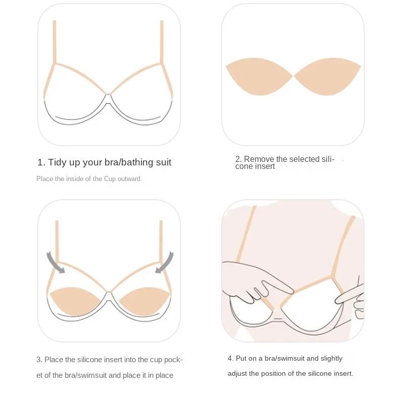 1Pair Women Bra Insert Pad Bra Cup Thicker Breast Push Up Silicone Pads Nipple Cover Stickers Bikini Inserts Undies Intimates