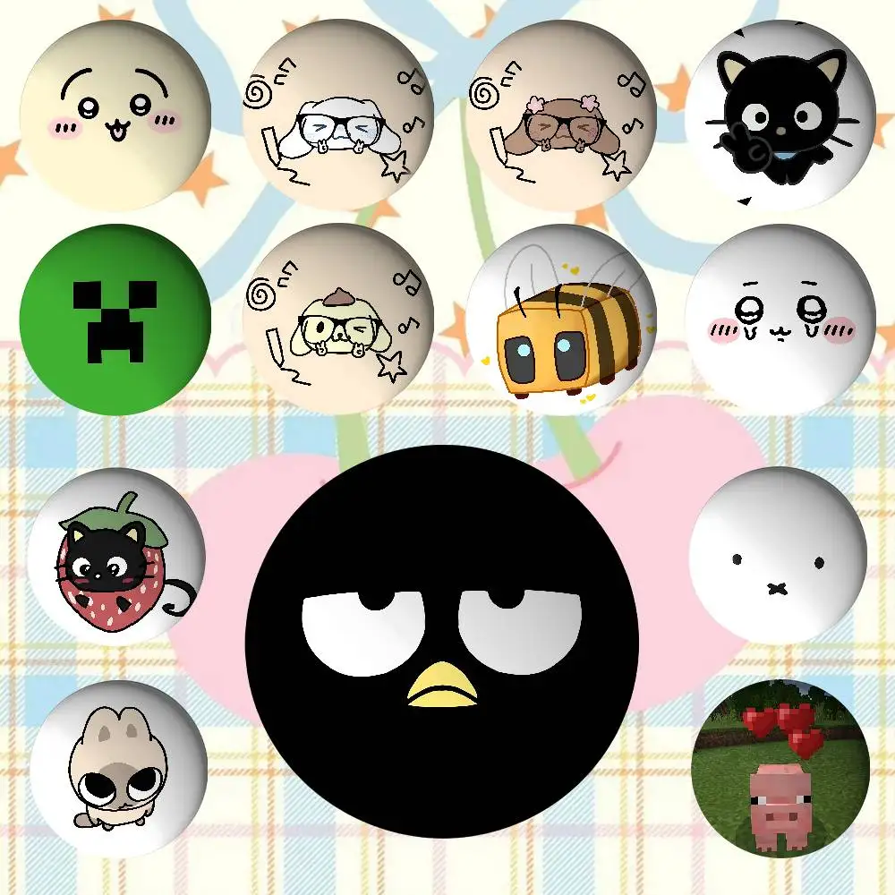 

Kawaii Cute Collection Round Exquisite Badge Brooches Creative Pins For Clothes Hat Backpack Gift Accessories