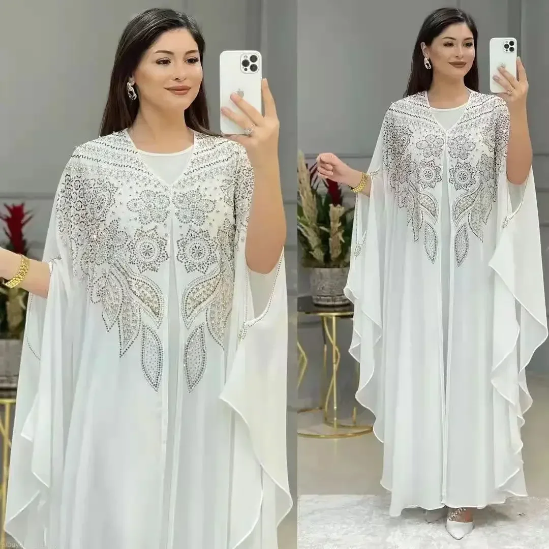 

Abayas для женщин дубай роскошный 2024 шифоновый Boubou мусульманское модное платье Caftan Marocain свадьба вечеринка события Djellaba Femme