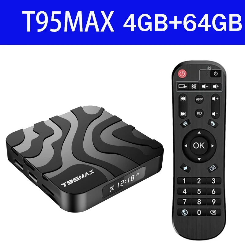 New T95 Max H618 Android 12 Smart TV Box Double Wifi 4G 5G HD 8K 3D 4GB 64GB Android TV Box BT4.0 Media Player T95 TV Box