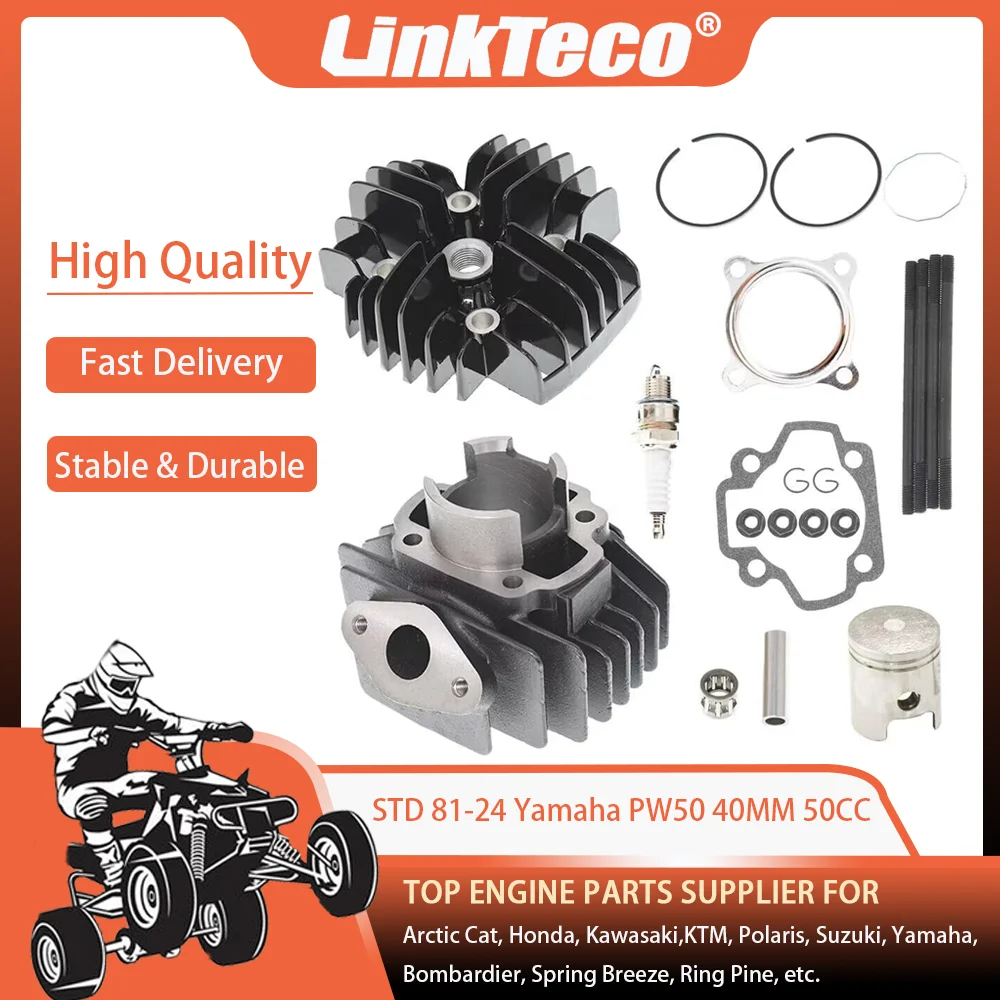 ATV STD 81-24 40MM 80CC Cylinder Head Piston Base Gasket Head Top End Kit for Yamaha PW50 Y-Zinger Spark Plug Needle Bearing New